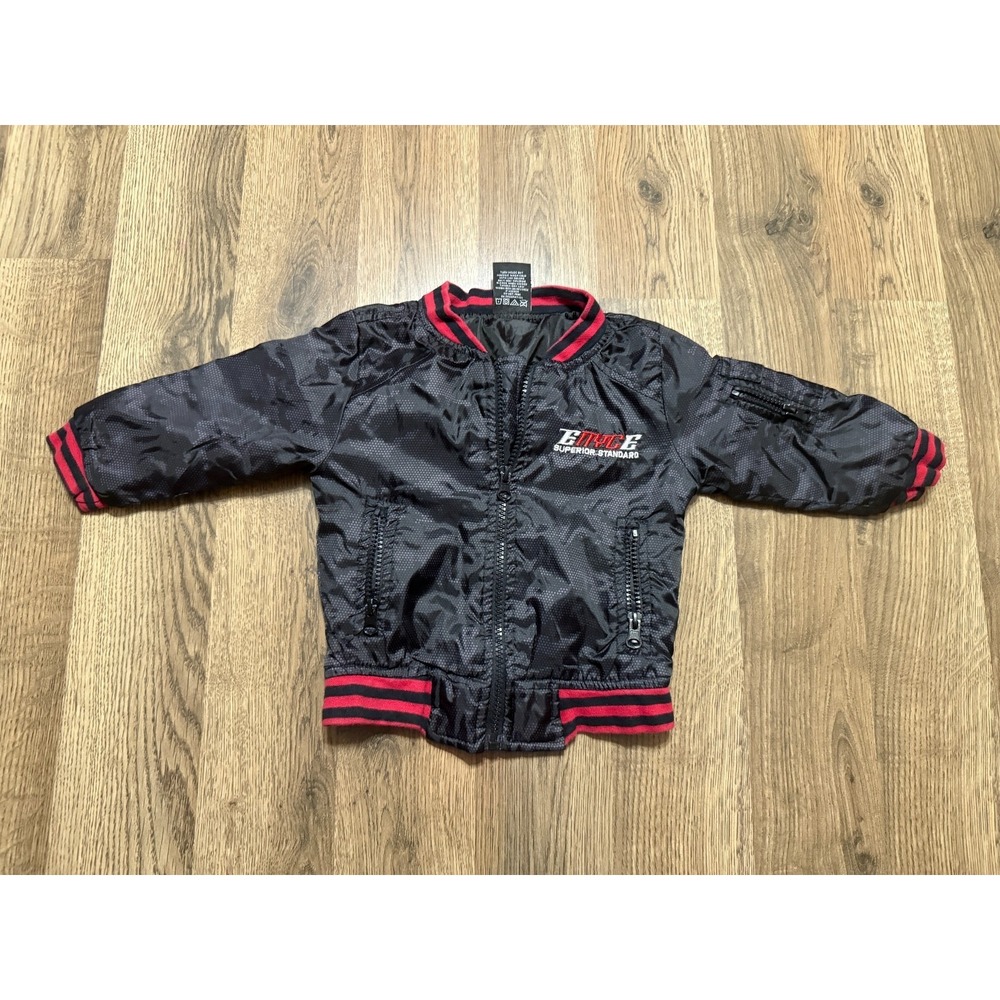 Enyce Jacket, Toddler Size 18M, Black Red, Full Zip, Zip Pocket, Bomber Jacket